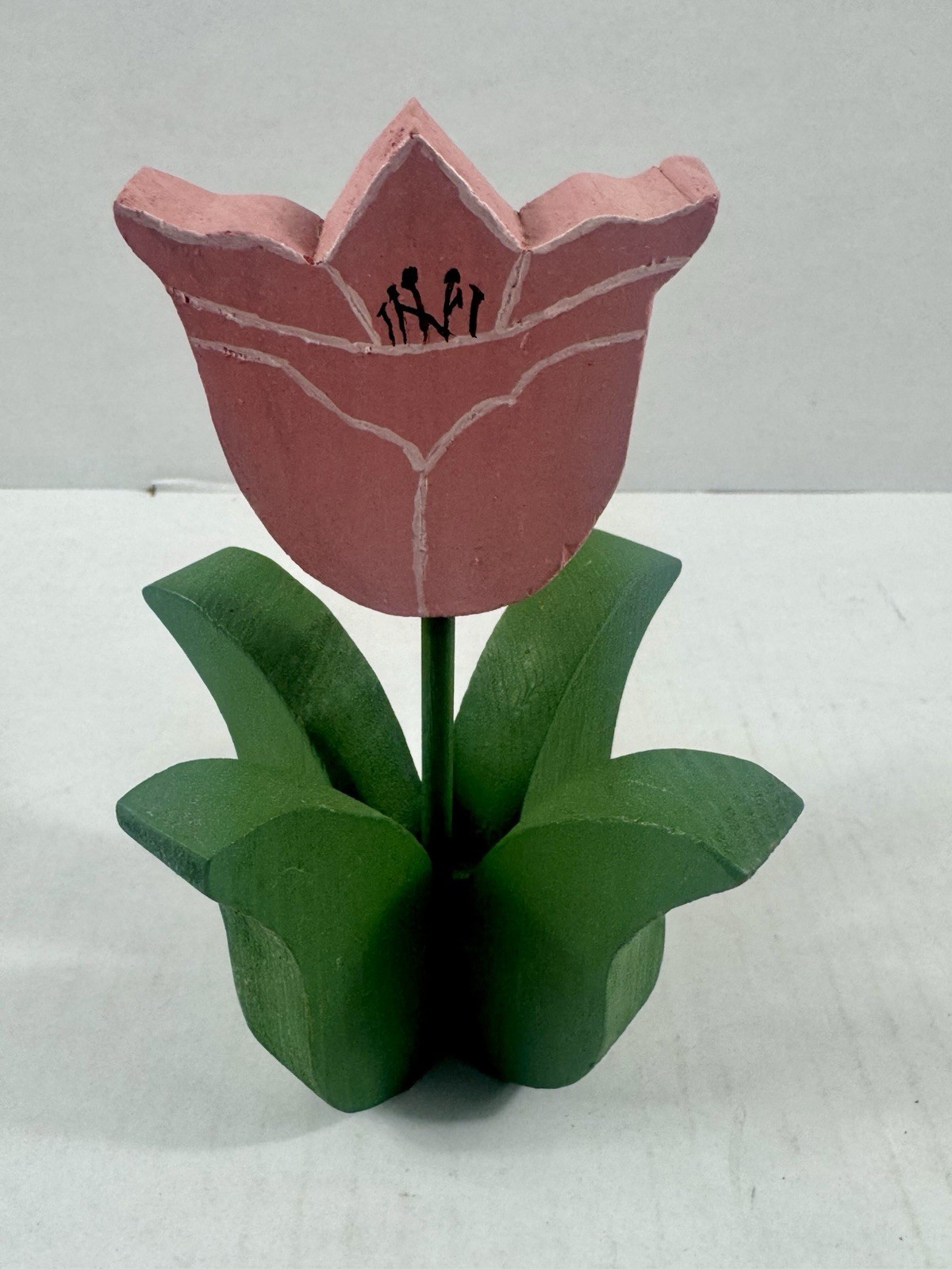 Pink Tulip Flower Stem, Wood Decor, 5 in Tall, Floral & Garden Theme