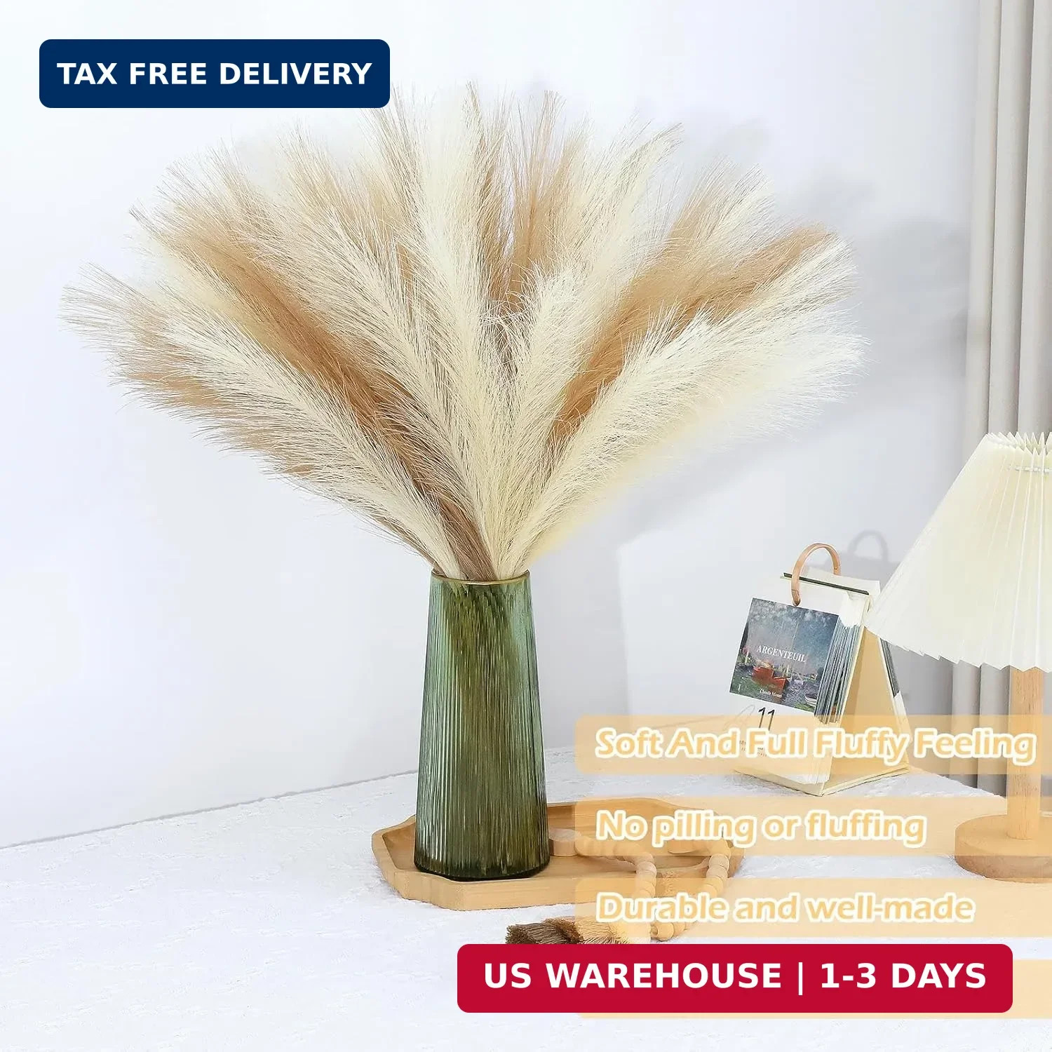 Pampas Grass Decor 30 Pcs 21.7 Inch Faux Brown Pampas Grass Bulk Artificial Drie
