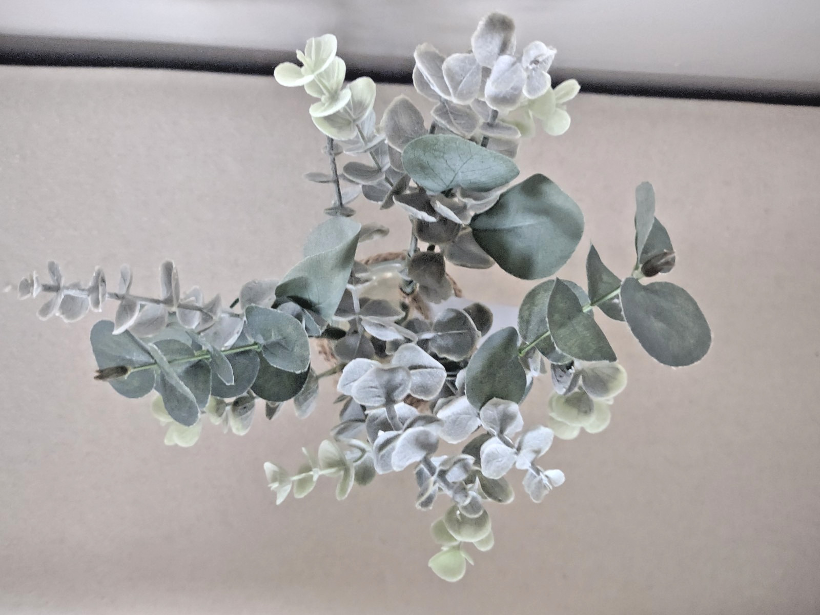 Eucalyptus Faux Arrangement in Glass Mason Jar with Faux Water ~ NEW