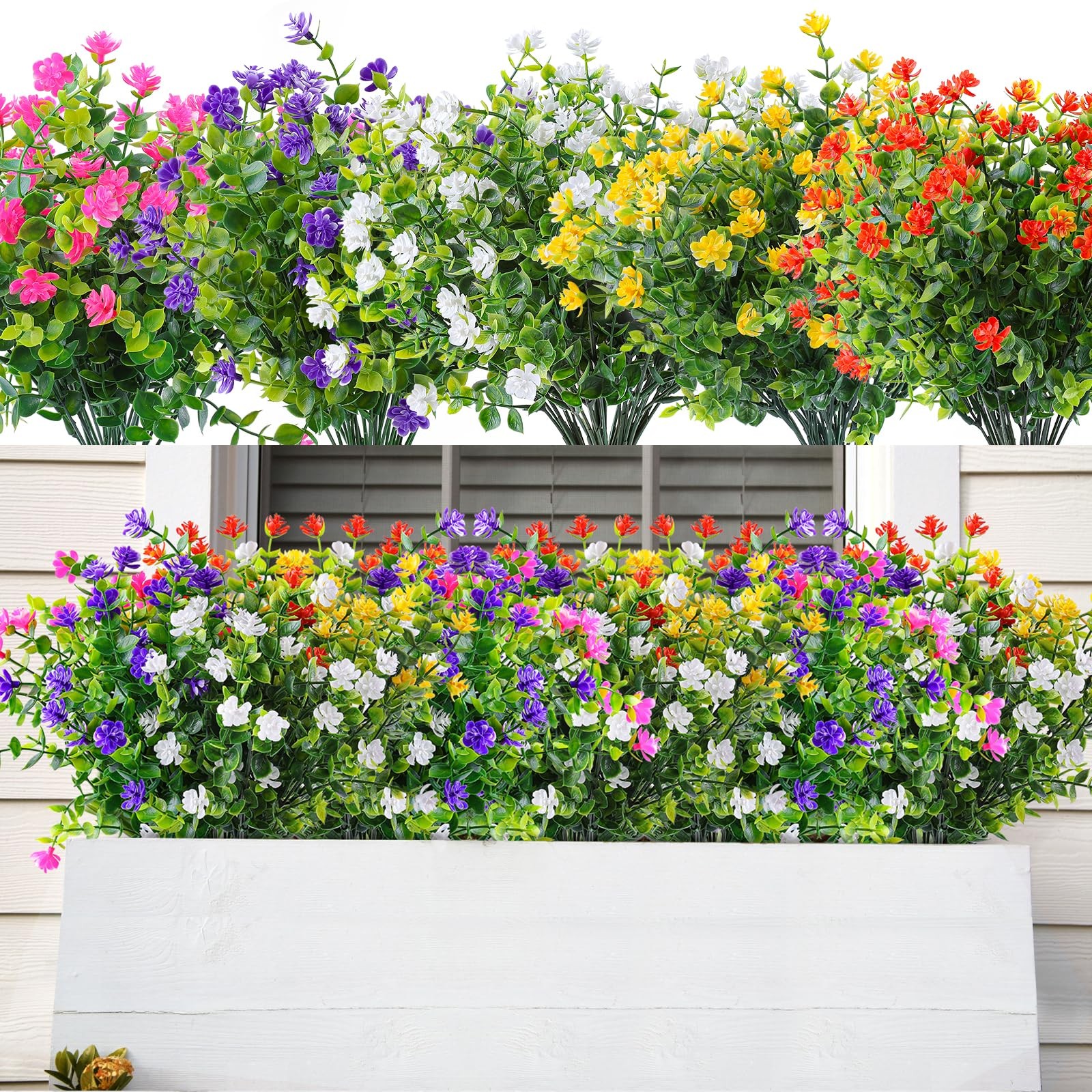 AmyHomie 20 Bundles Artificial Flowers for Outdoor Outside Spring Summer Deco…