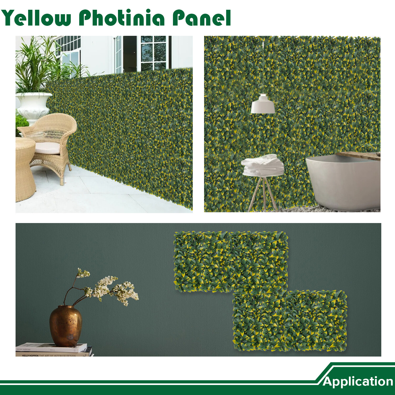 20″ Artificial Faux Yellow Pittoso Leaf Mats Wall Hedge Decor Privacy Panel DIY