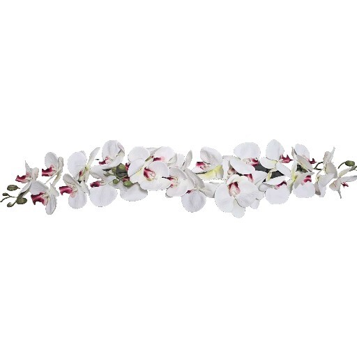 Floral Arrangement, Casa Moderna Glass Plate  W/ Faux White Orchids & Succulents