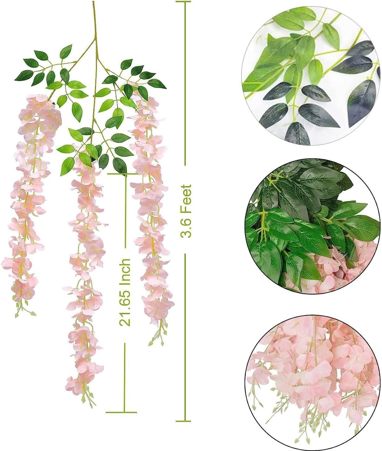 Lifelike 12 Pcs Wisteria Hanging Garland – Perfect for Wedding & Party Decor