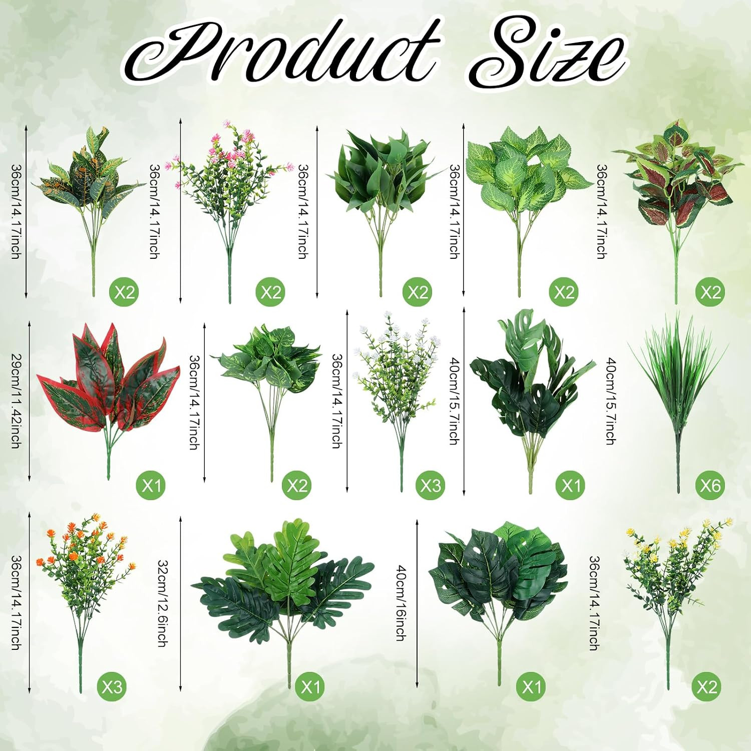 30 UV Resistant Faux Greenery Bushes for Indoor/Outdoor Decor