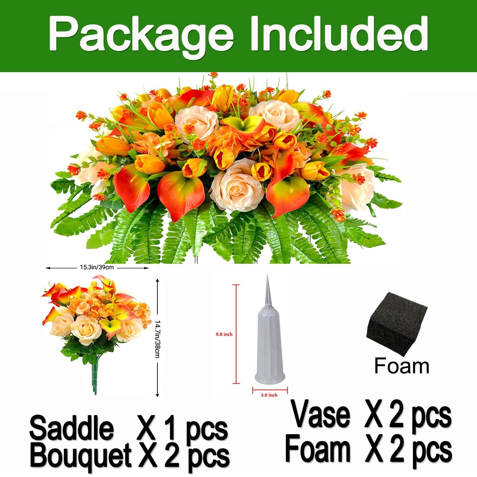 Artificial Cemetery Flower Saddle – Tulips & Roses for Grave Decoration, Sympath