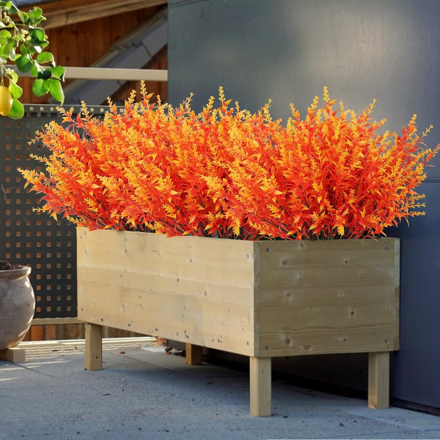 Outdoor Hanging Plant Decor – 12 Bundles Fake Boxwood Plants