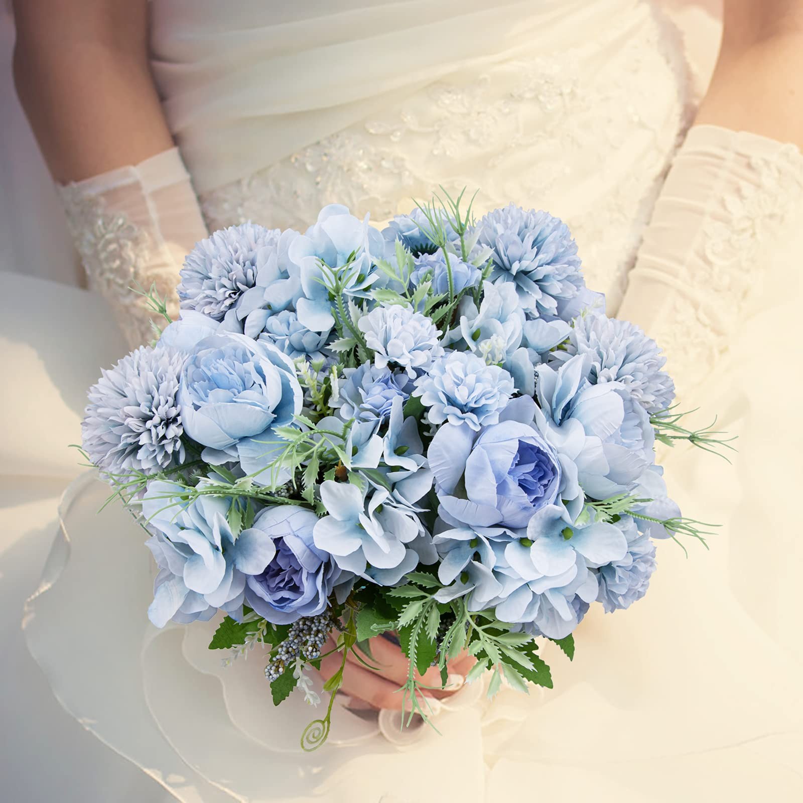 6 Pack Artificial Flowers, Fake Faux Peony Silk Hydrangea Plastic Carnations …