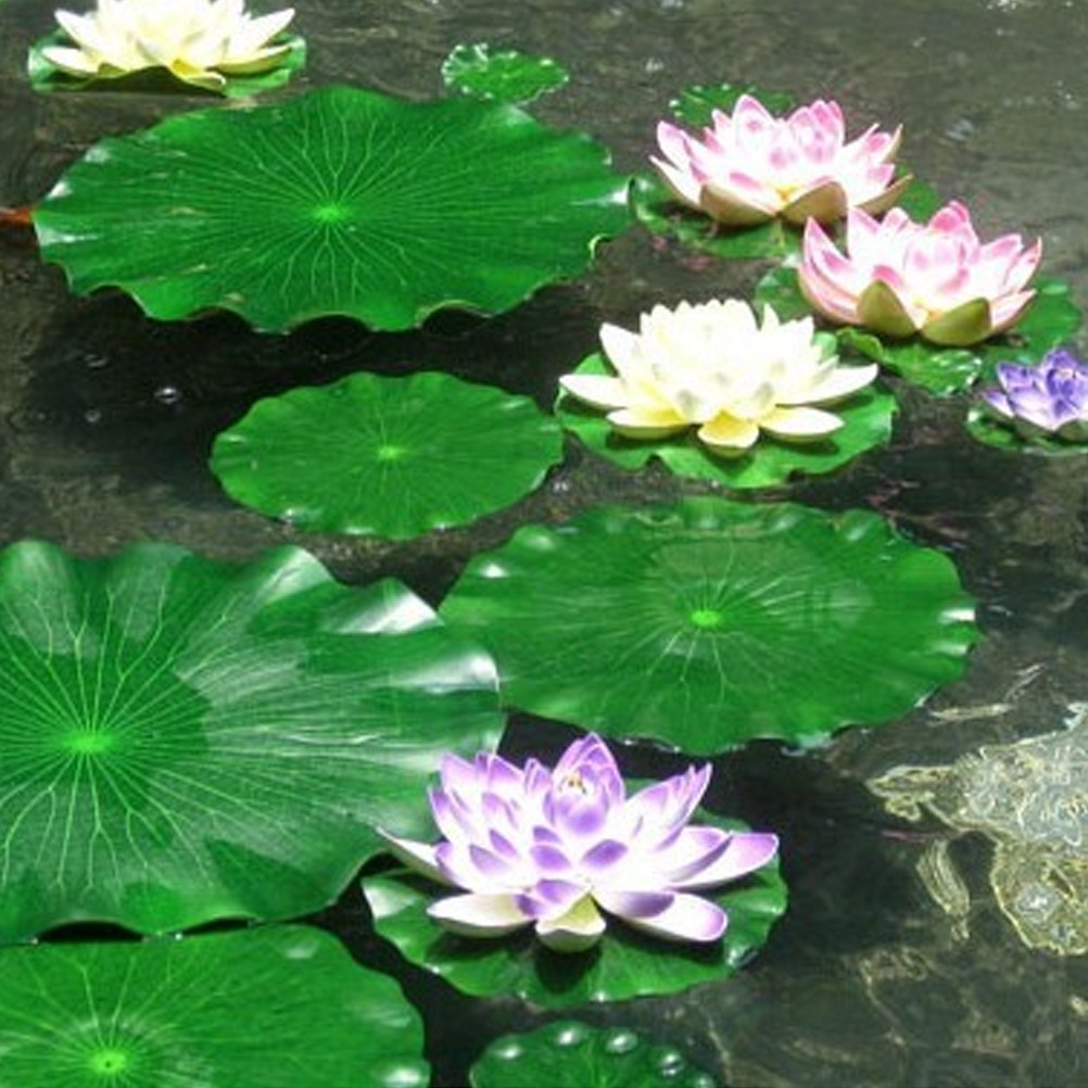 12 Pcs Artificial Lotus Leaves EVA Material for Decorative Party Fish Tank