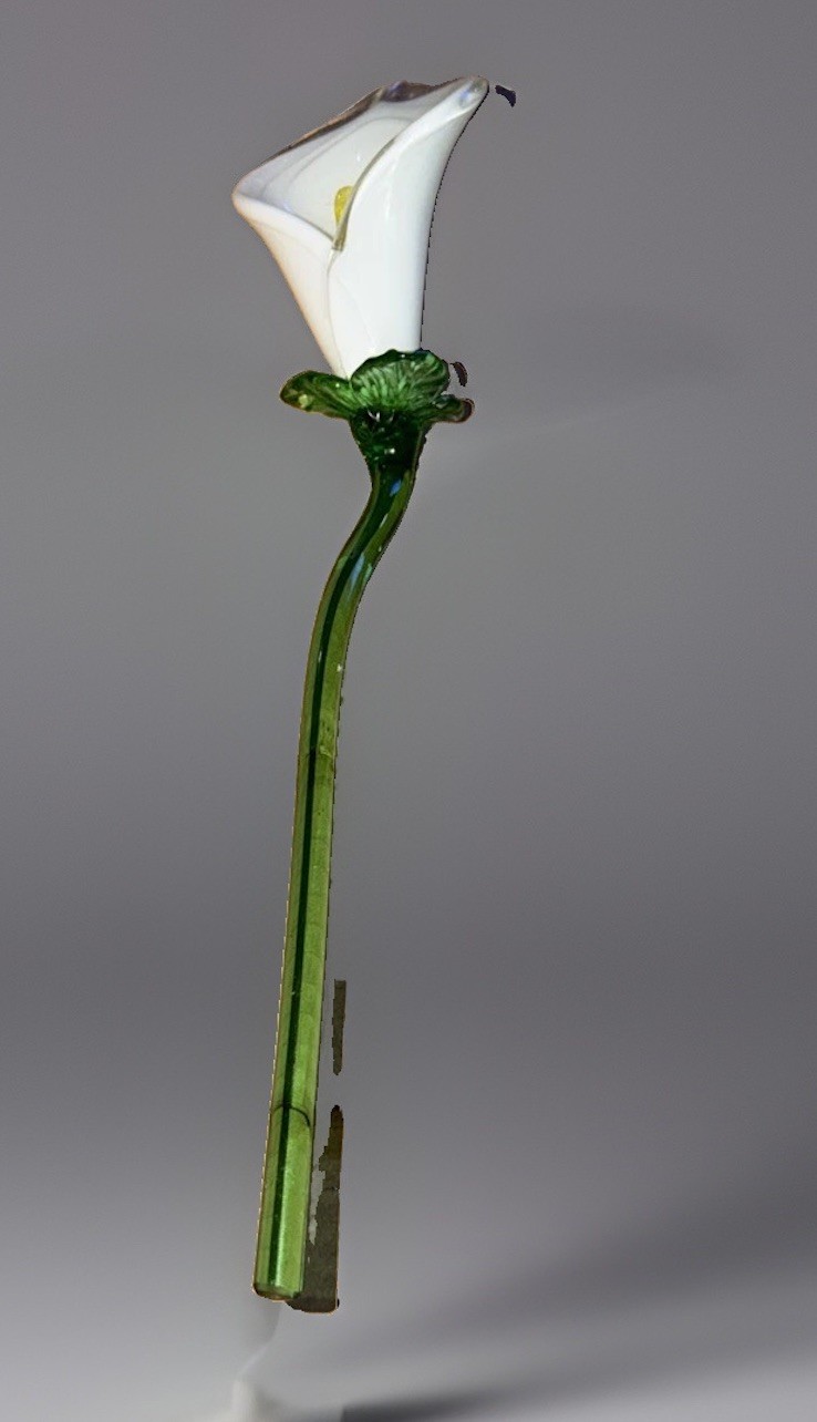 Glass Lily Glass Long Stem White Calla Lily Flower Decoration 14”