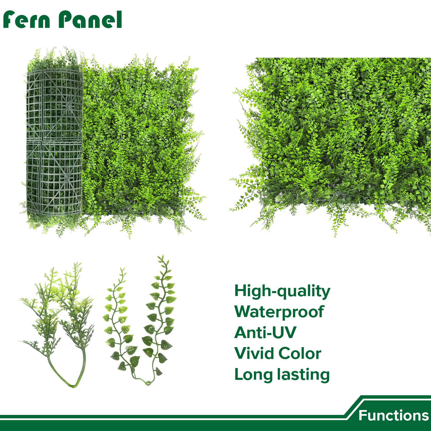 Artificial Fern Leaf with cover back Privacy Fence Screen Home Decor Hedge