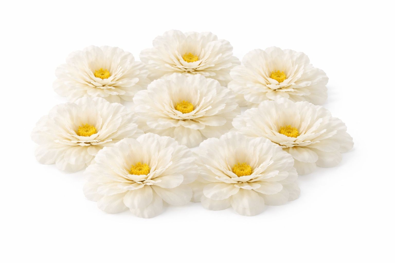 White Peony Flowers Set of 8 Faux Blooms 5 Inch Floral Heads Wired Craft Wreath
