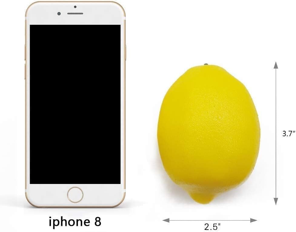 Limones artificiales de plástico amarillo de 9,4 x 6,35 cm, tamaño grande