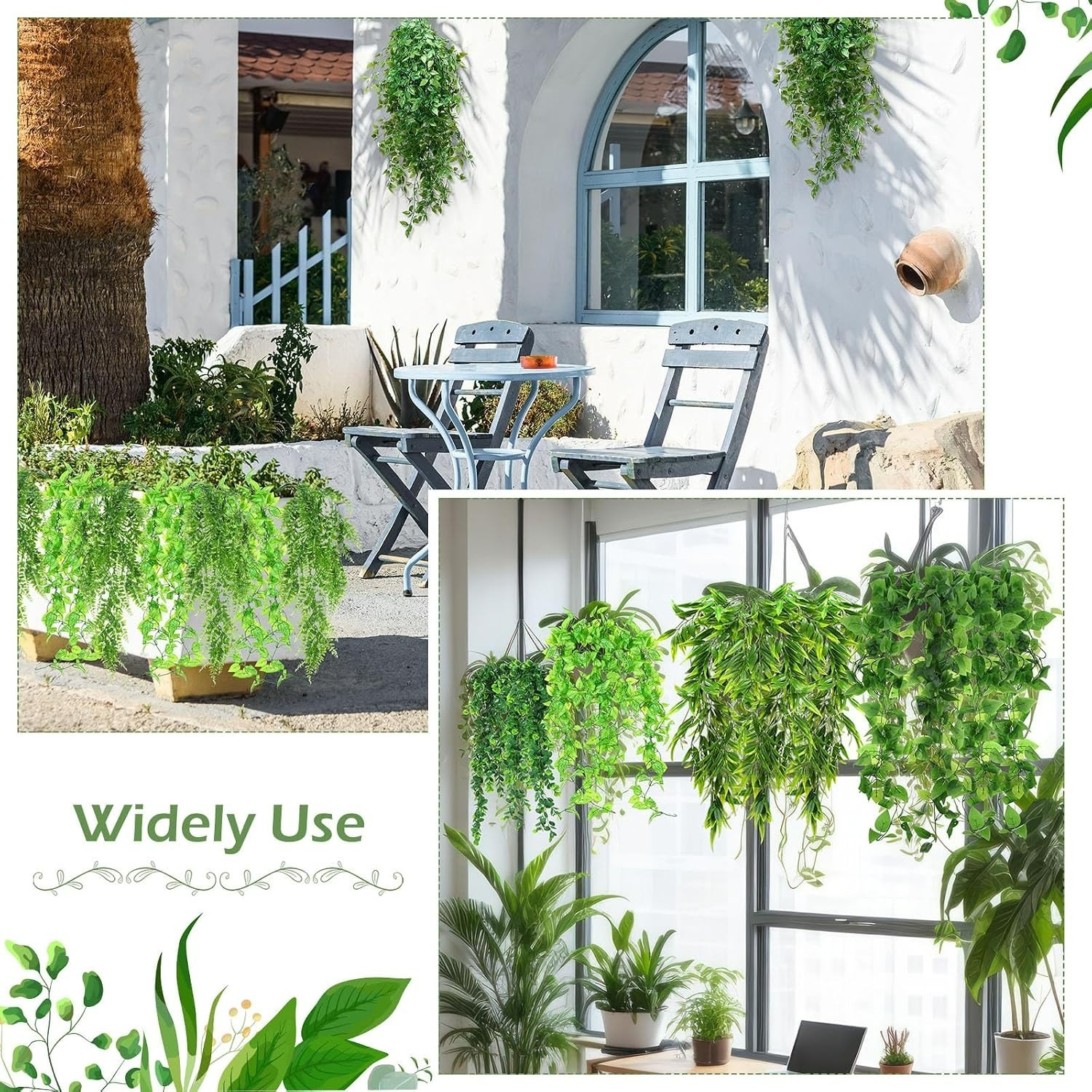 32-Inch 12-Pcs Artificial Hanging Plants, Lifelike Ivy Vines for All Spaces