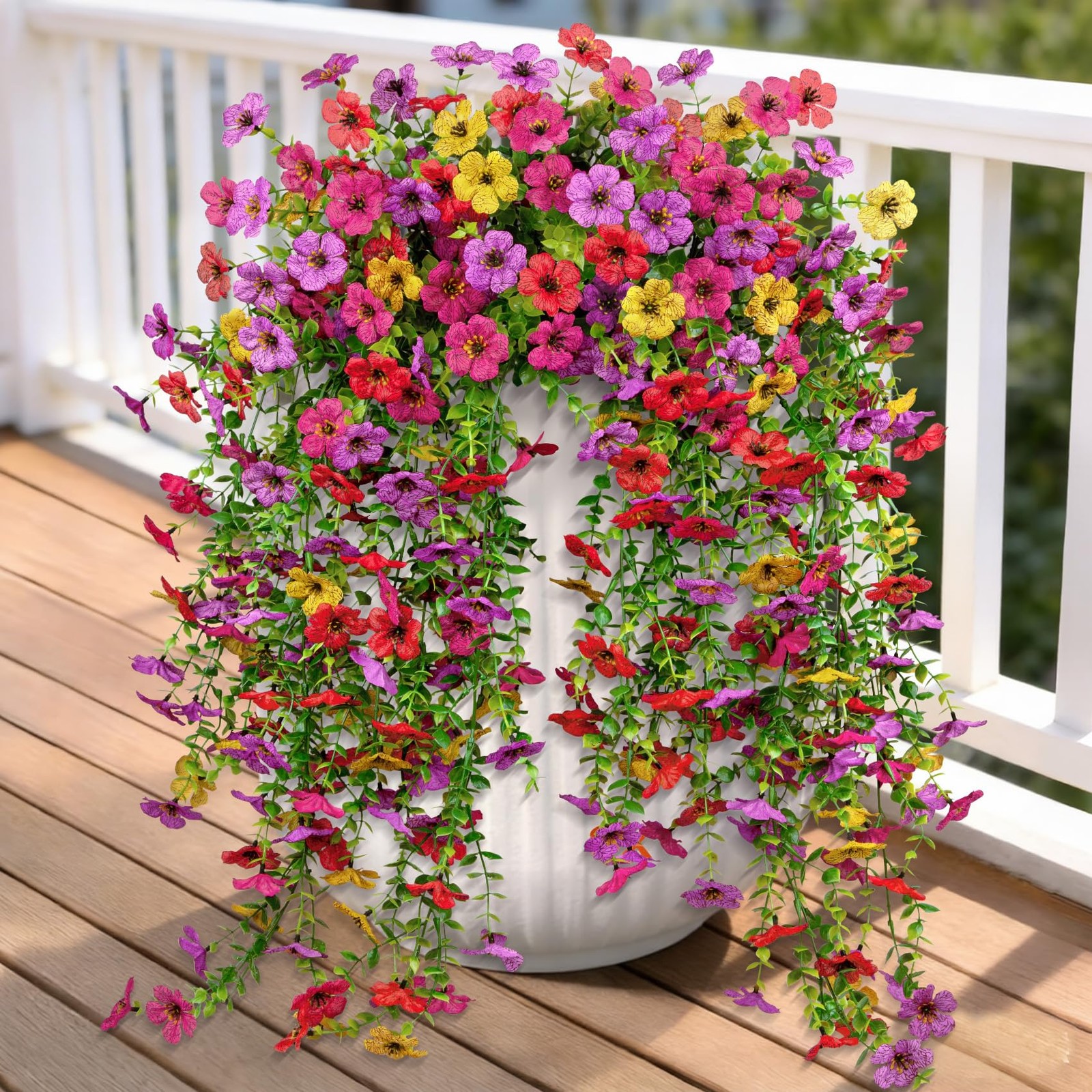 4 Bundles Artificial Flowers for Outdoors, Fake Silk Camellia Flowers Bouquet…