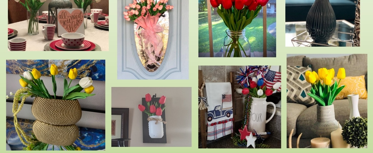 Artificial PU Tulips 10Pcs Real Touch Fake Flower Arrangement Bouquets for Home