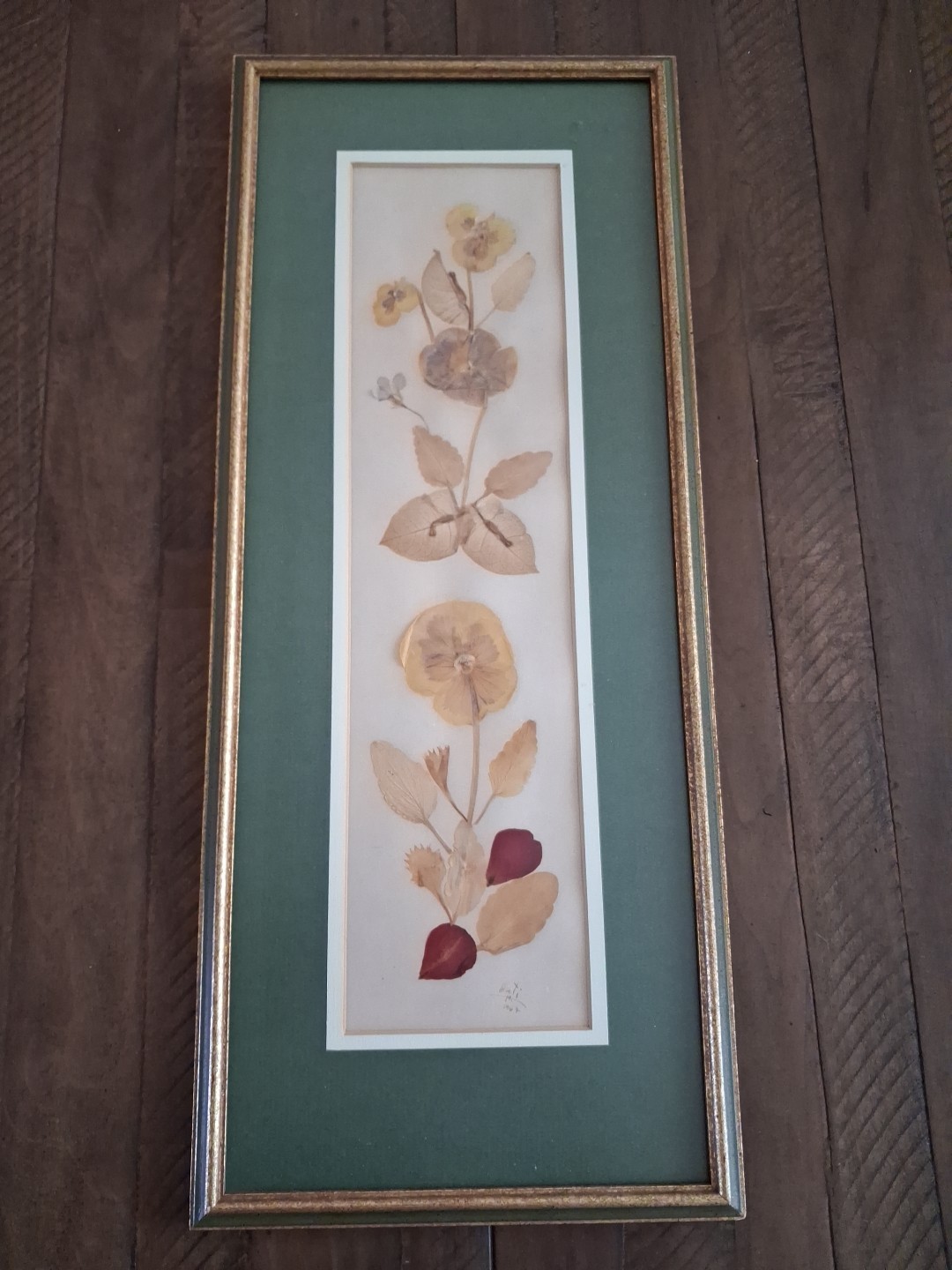 Wall Art Dried Pressed Real Flowers in Frame 21″x9″ 1967