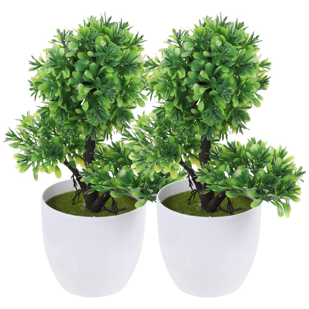 2pcs Artificial Potted Plants for Desk Bedroom Living Room Decor