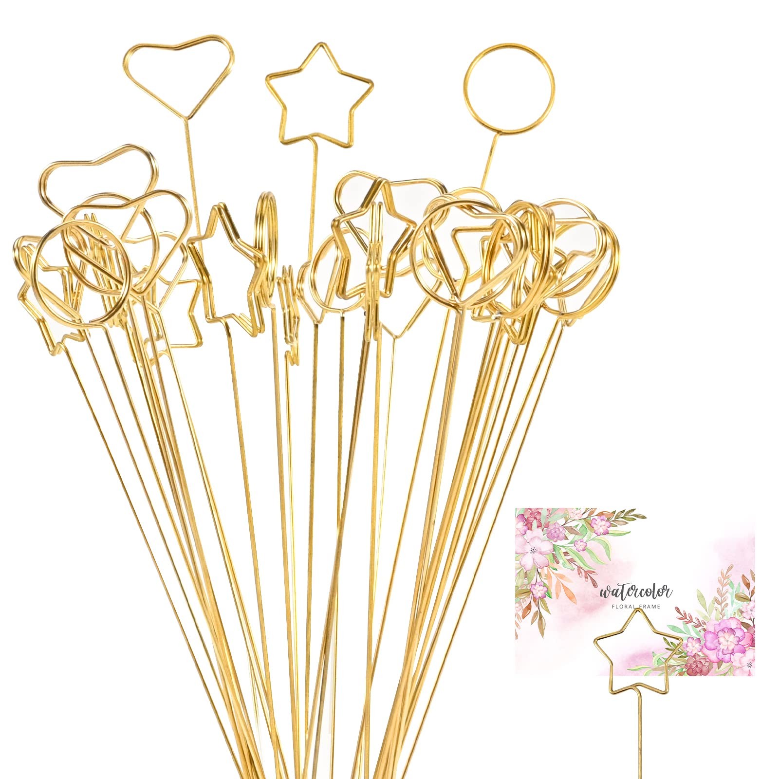 30pcs Metal Floral Place Card Holder,Heart Round Star Shape Photo Memo Table …
