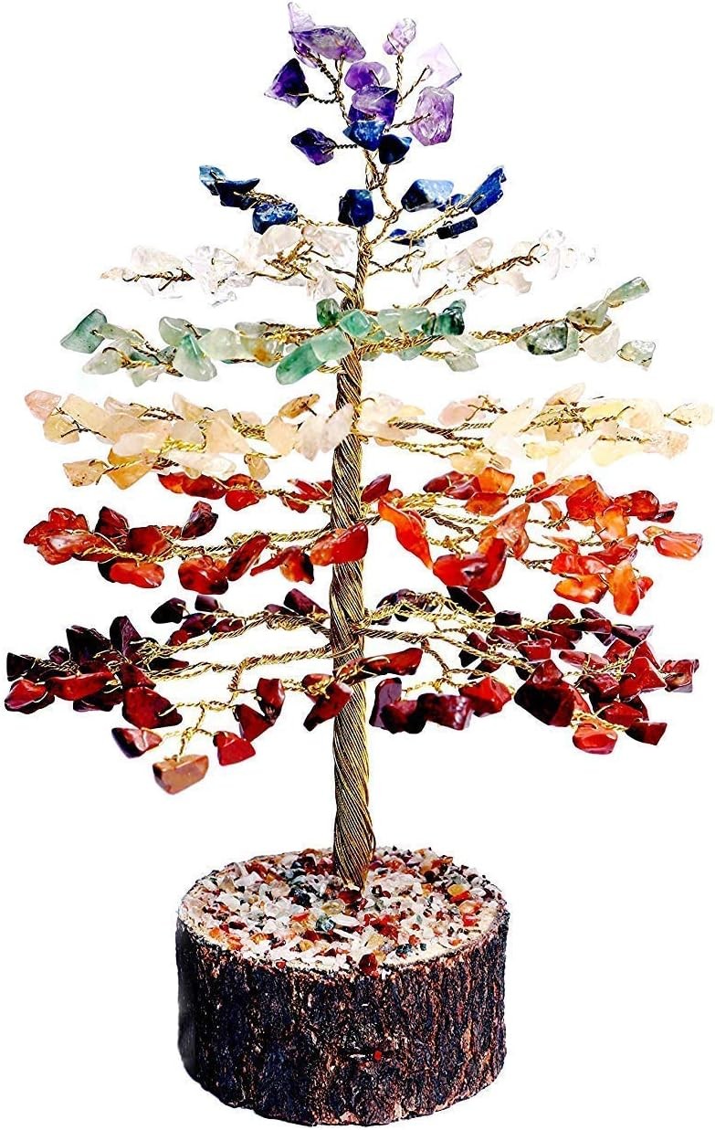 7 Chakra Crystal Tree For Positive Energy – Birthday Seven Golden Wire