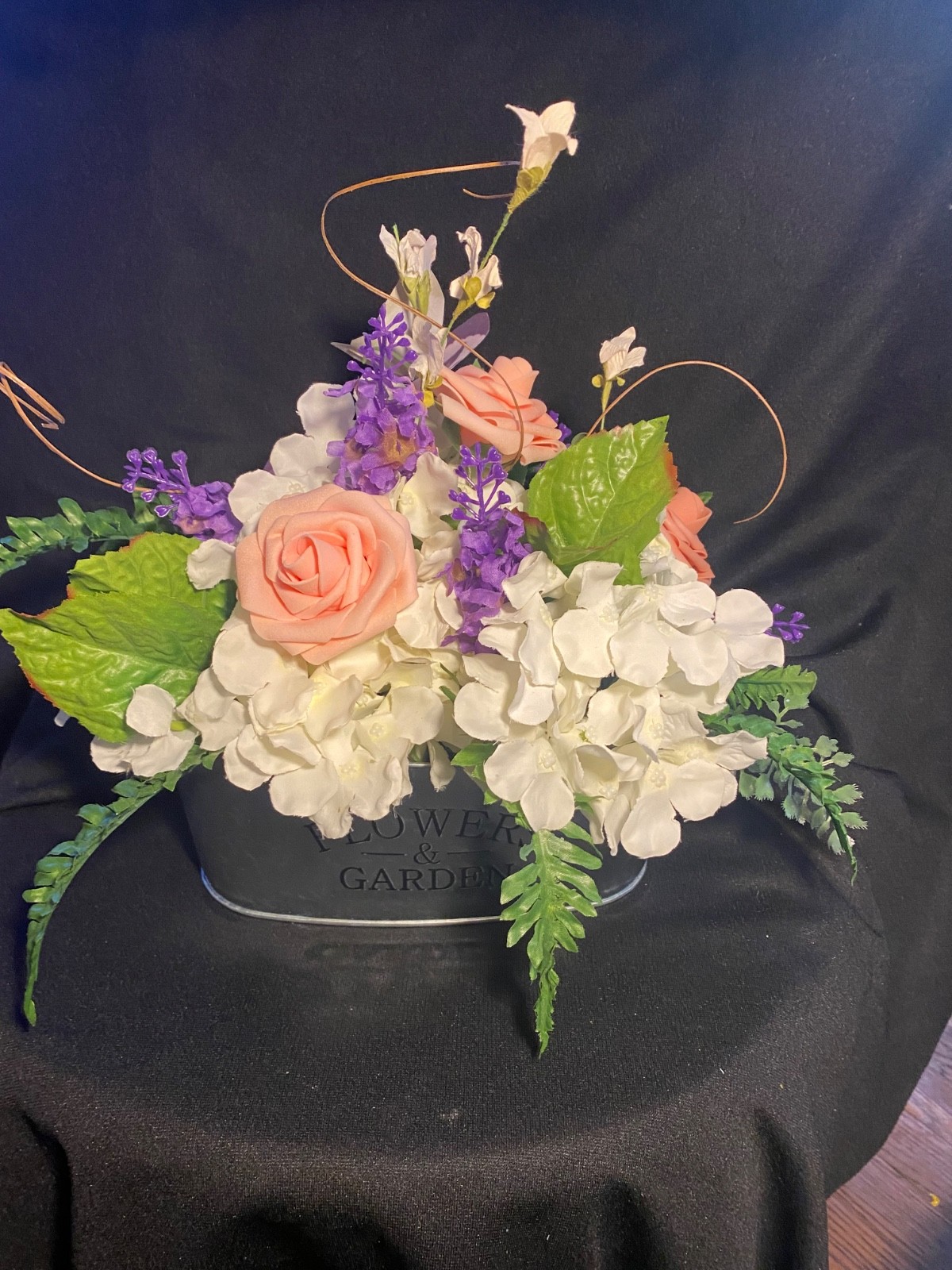 Hydrangeas, Roses, & Butterfly Silk Flower Centerpiece