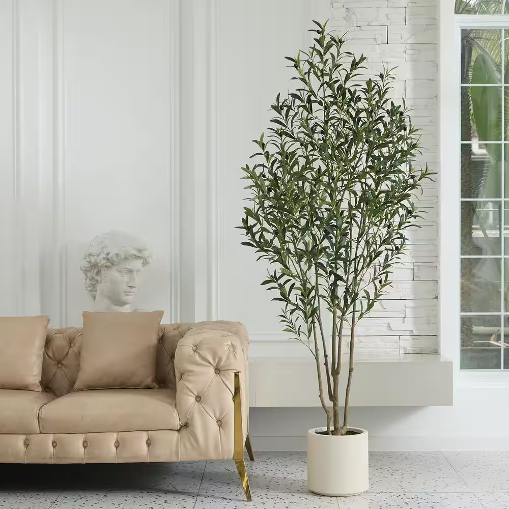 7Ft.Artificial Olive Tree Indoor/Outdoor- Faux Plant Uv-Resistant ,Dense Foli…