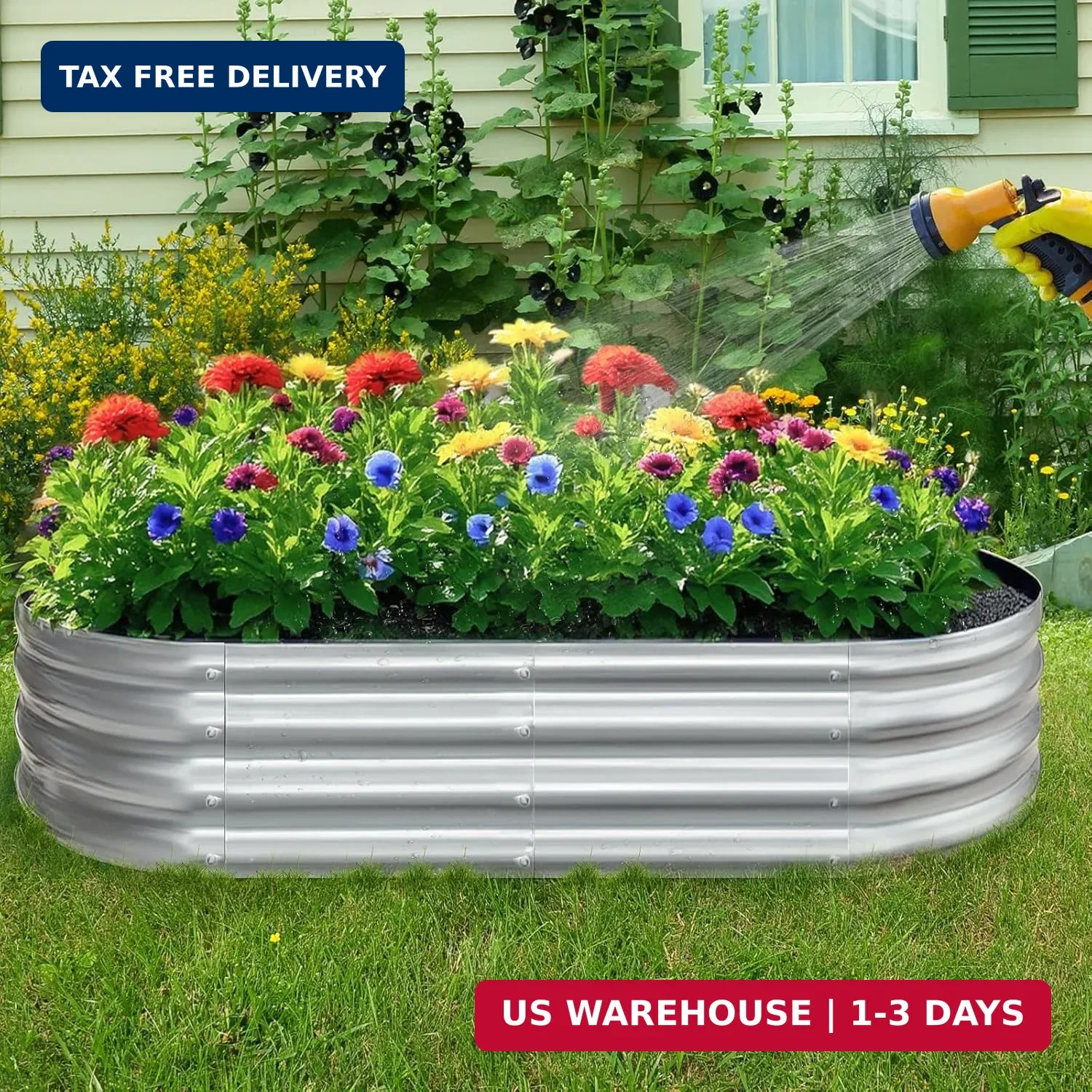 Galvanized Garden Bed kit for Vegetables/Herbs/Flowers (4X2X1)