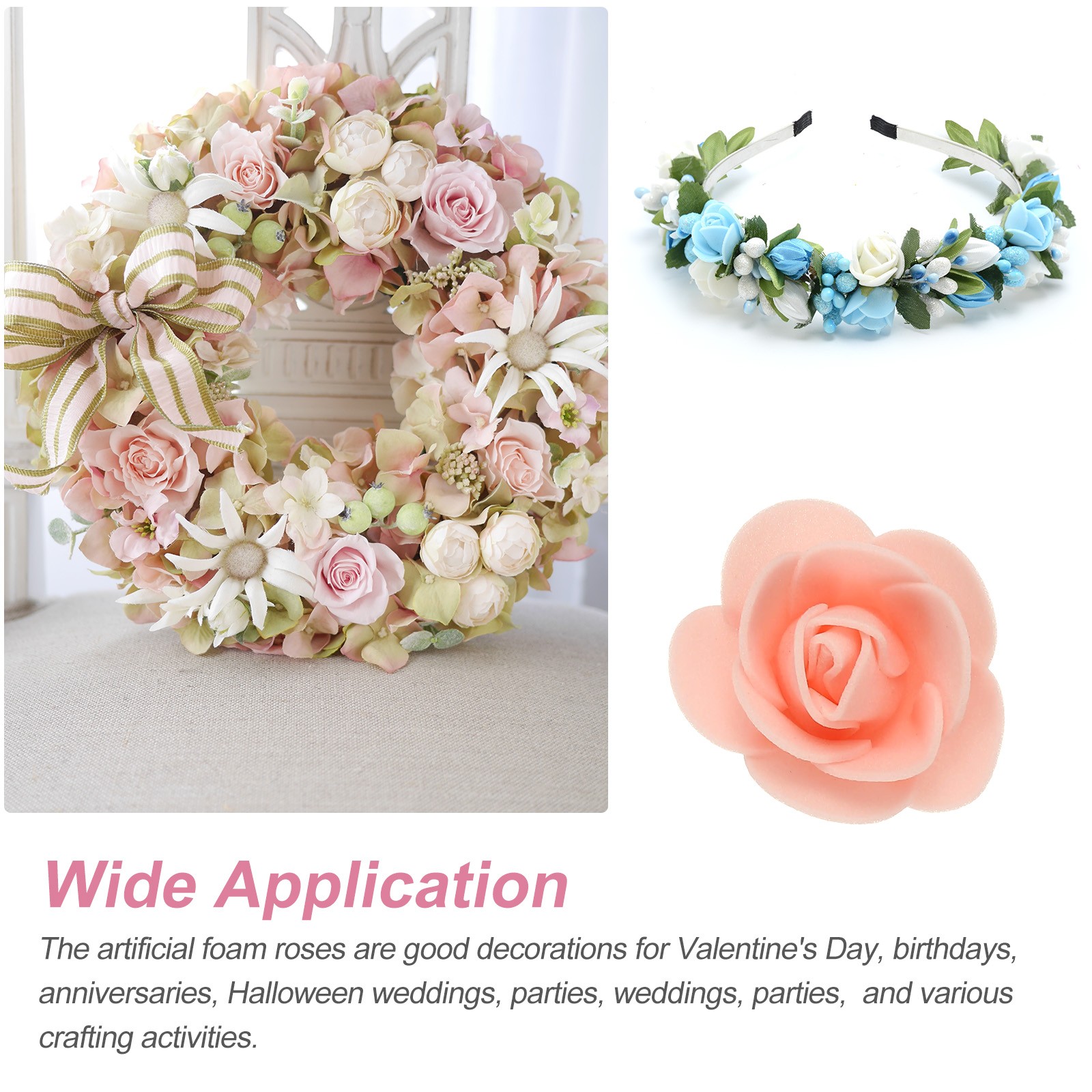 500pcs Foam Rose Heads 3.5 cm for DIY Crafts Accessories, Peach