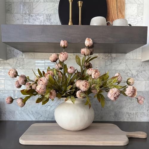 Thiccywoov Pcs Artificial Peonies Stems Flowers Vintage Faux Peonies 8 Brownish