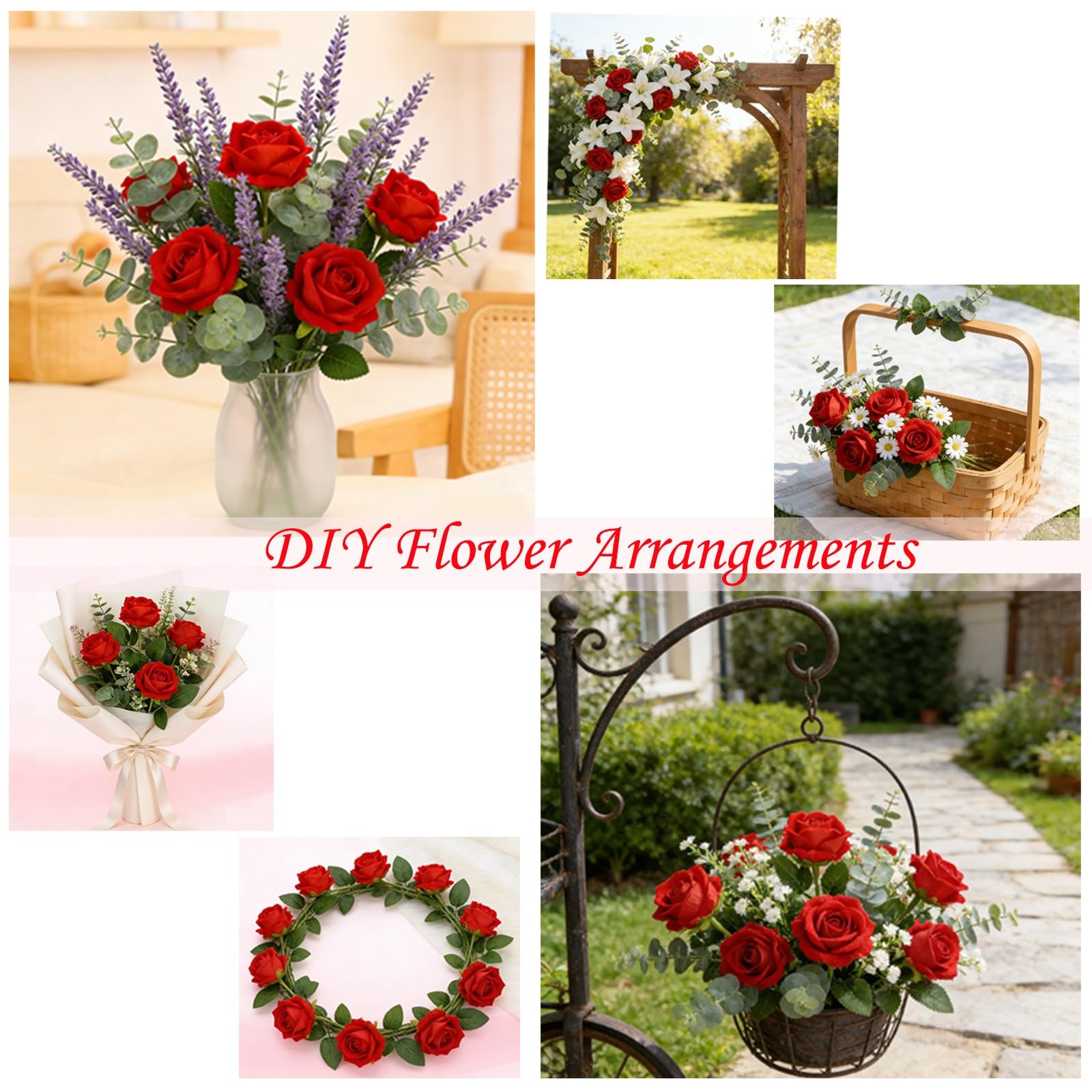 Roses Artificial Flowers, Fake Silk Roses with Stems for Valentine’s Day Moth…