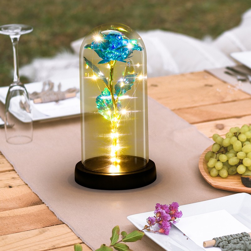 Rose LED Light Glass Gifts for Wife Women Her Girlfriend Valentine Birthday Gift