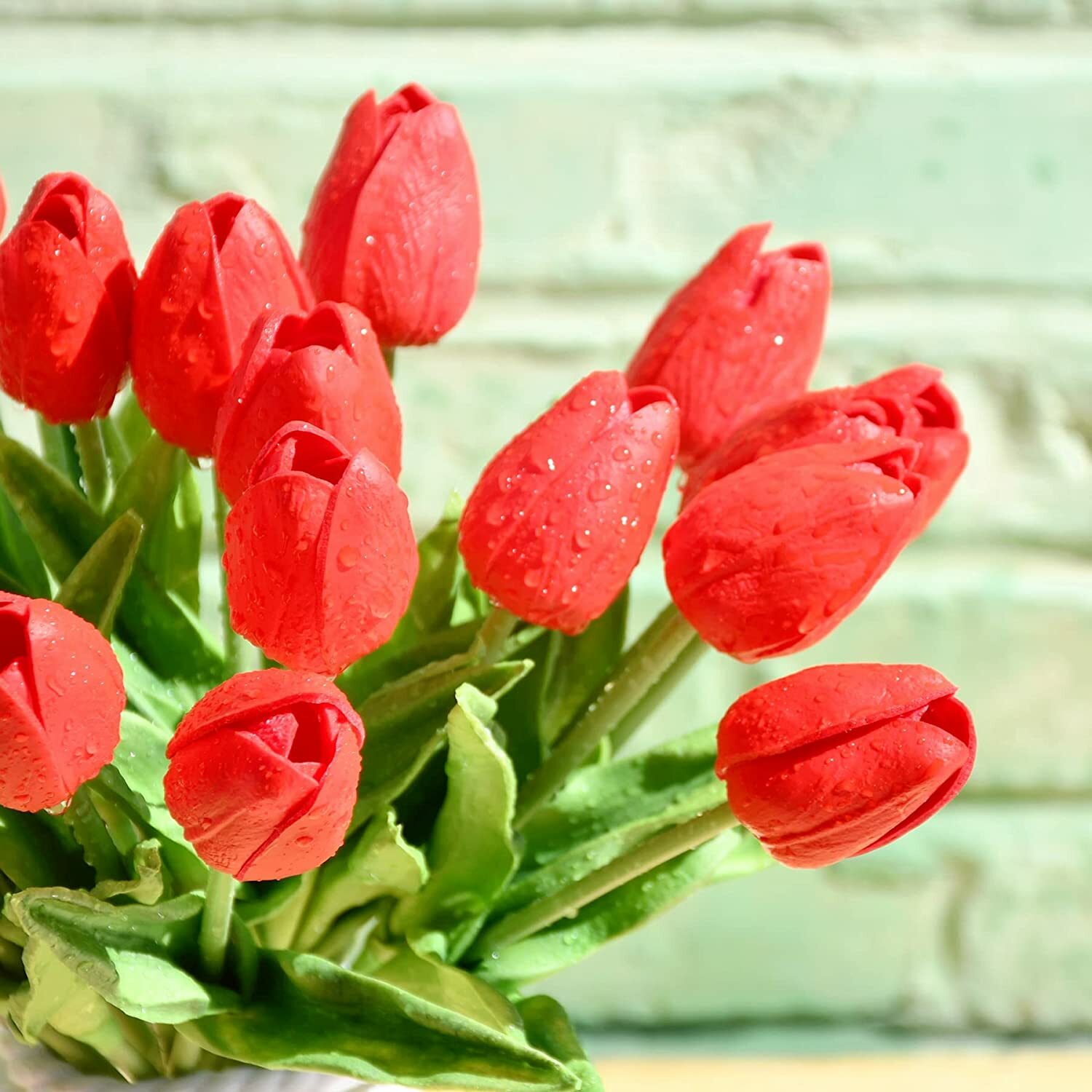 10 PACK Red Artificial Tulip Fake Flowers Real Touch For Wedding Home Decor US