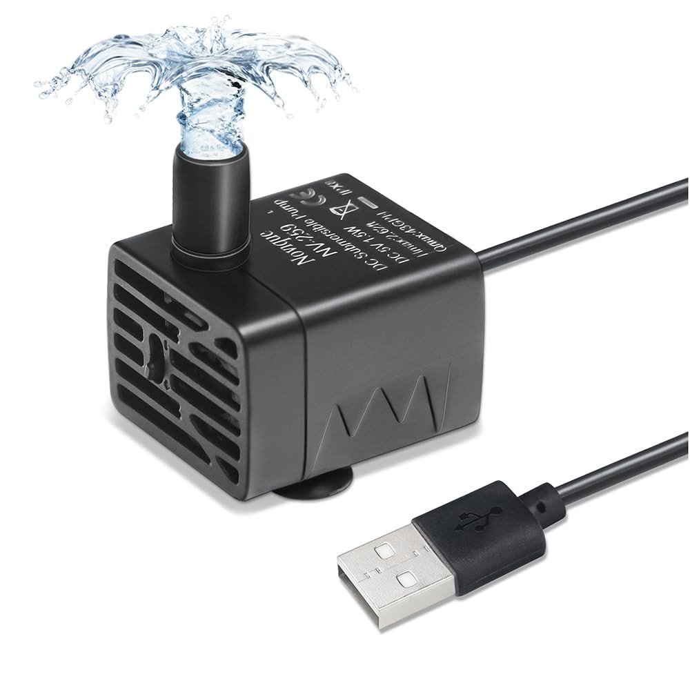 Novique Ultra-Quiet Replacement Pump for Cat Water Fountains Black(USB Cable）
