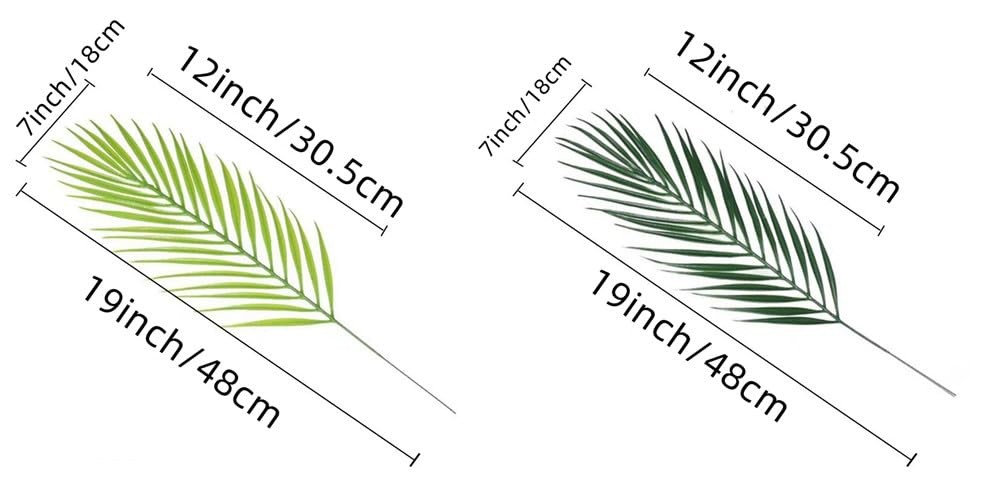 19inch Artificial Areca Palm Leaves Stems,20 Pcs Faux Palm Fronds Tropical Pl…