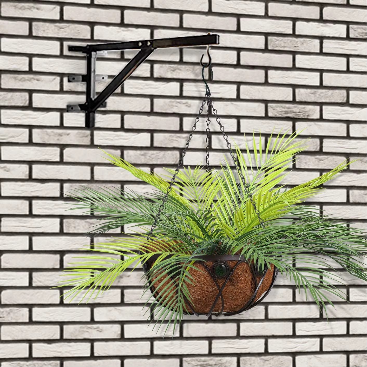 20.47in 9Leaves Artificial Tropical Plants Fake Palm Plant Branch Green