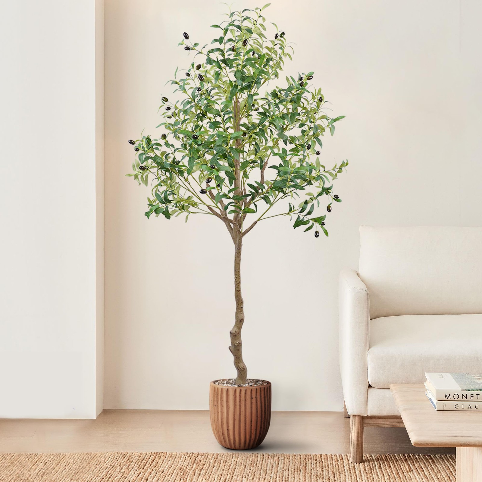 ARTIFICIAL OLIVE TREE 6FT TALL FAUX OLIVE TREES WITH POT 72IN OUTDOOR FAKE POTTE