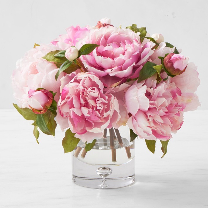 Faux Pink Peony Arrangement in Vase-Williams Sonoma|37735