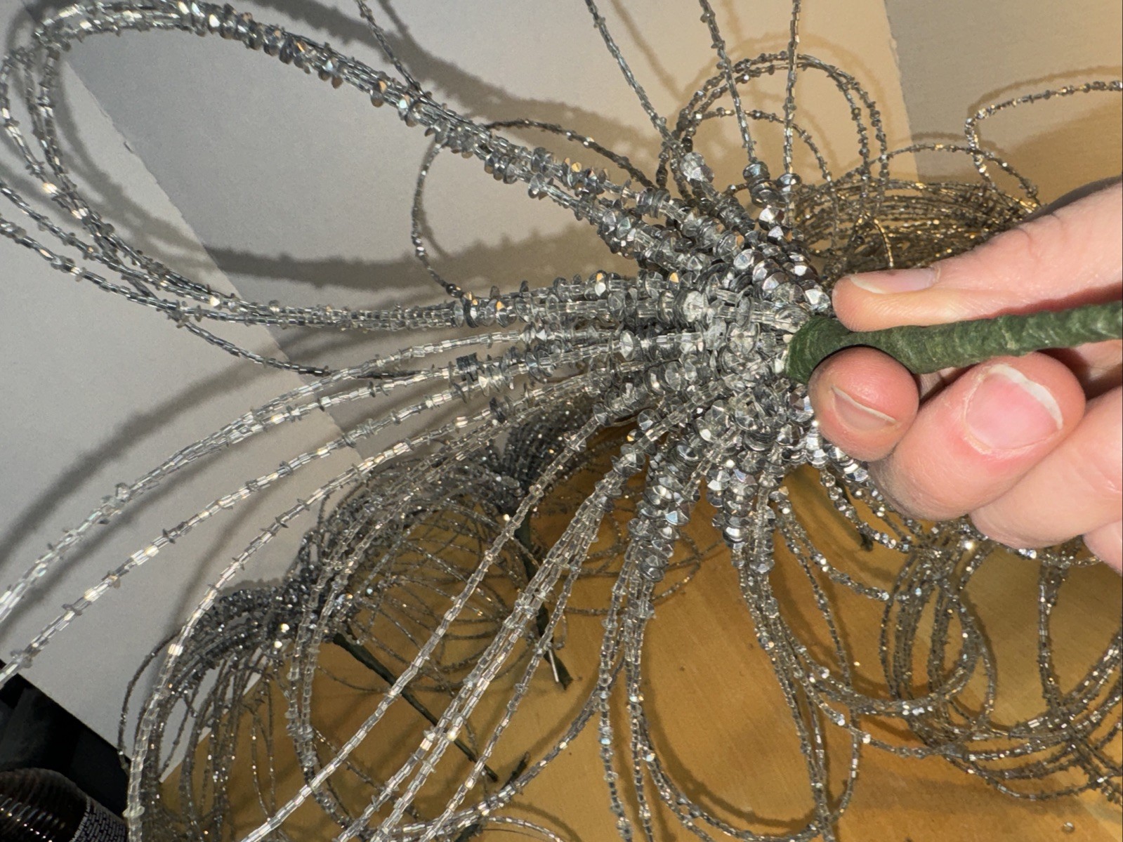 Silver Glitter Rhinestone Leaf Floral Stems Tree Picks, Sprays Lot Of 8