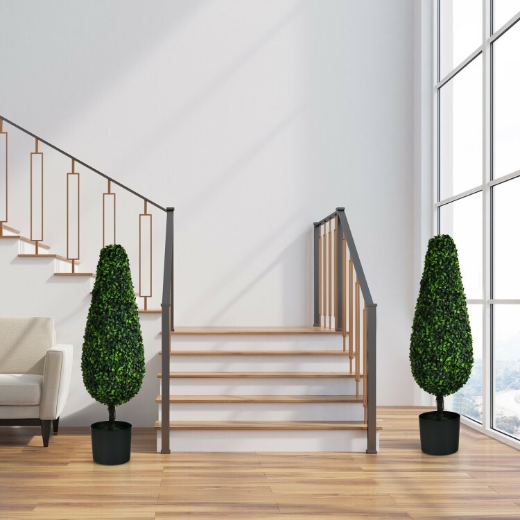 2 Pack Artificial Tower 3FT Topiary Tree UV Resistant Indoor Outdoor Office Tree