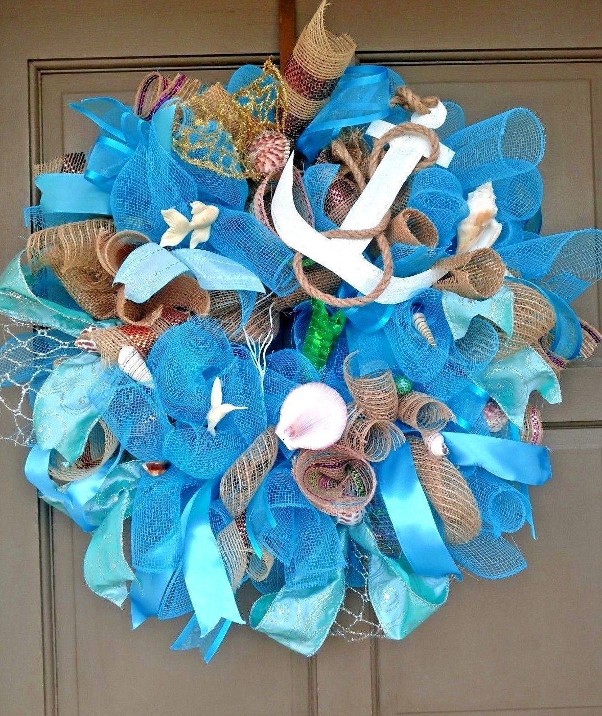 Summer Nautical Beach Wreath Large 24″ Handmade Front Door Shell Coastal Decor