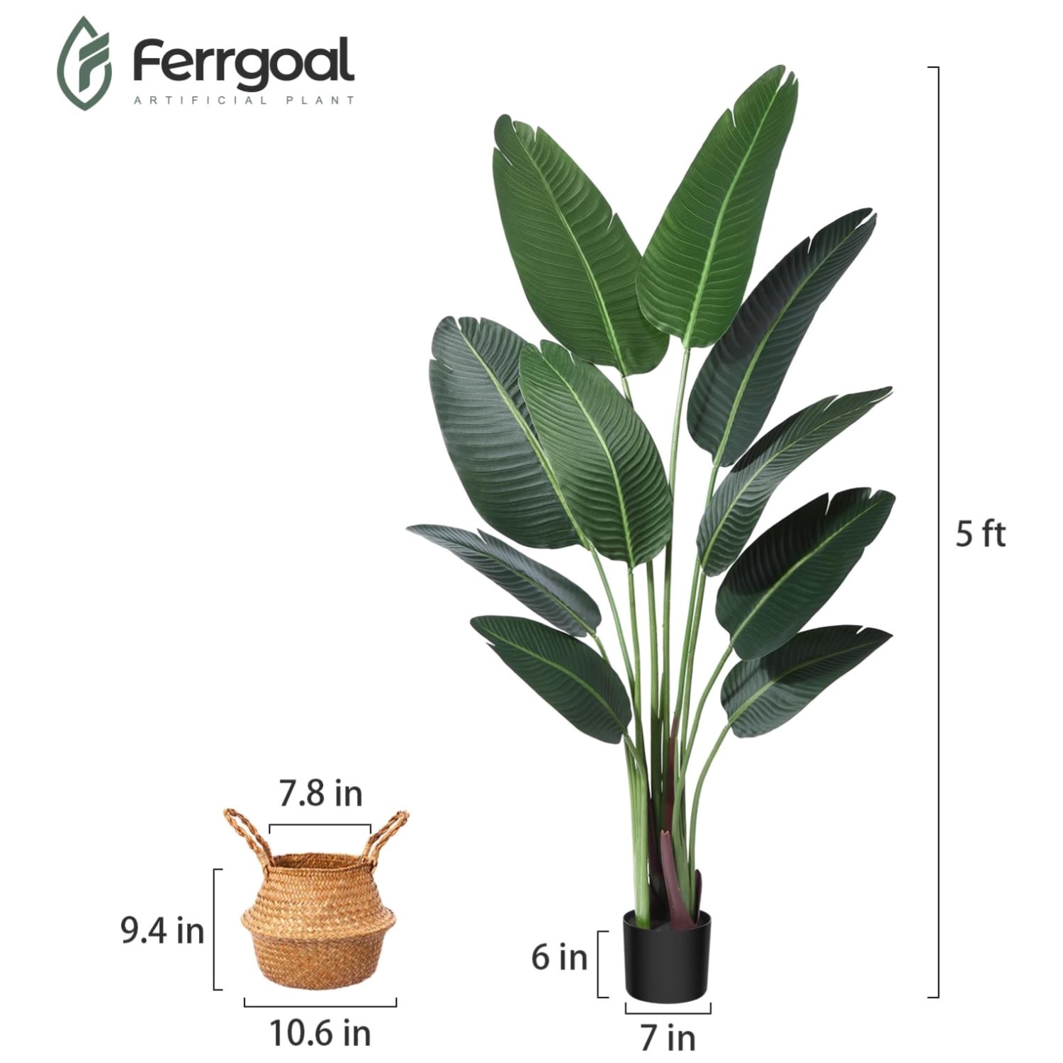 Artificial Bird of Paradise Plants in Basket