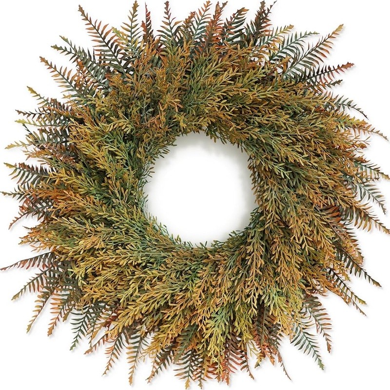 Full Autumn Wreath Door Decor Artificial Fern Wheat Grass Harvest Decoration New