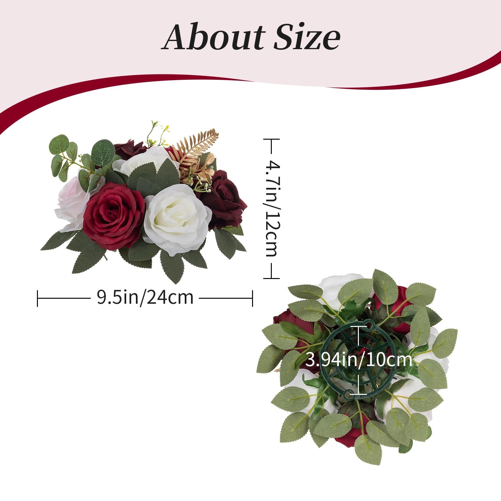 Artificial Flowers Wedding Centerpieces 2 Pcs Burgundy Rose Artificial Flower…