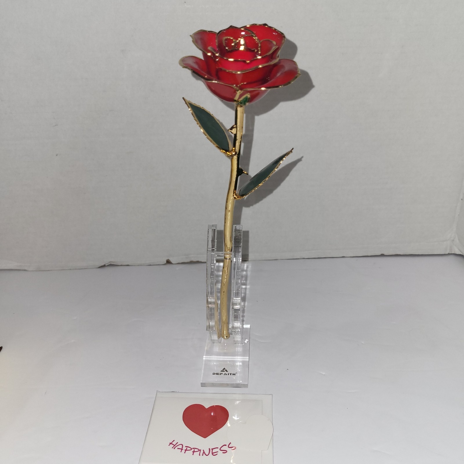 Living Gold Real Rose Dipped In 24K Gold Red Boxed Vintage With Certificate