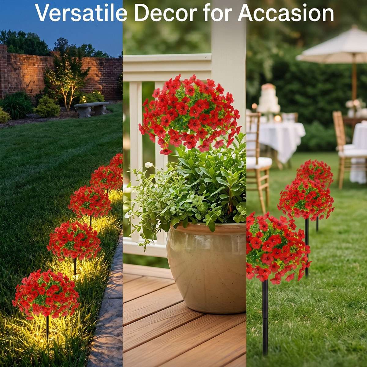 1/2pcs Artificial Violet Flowers with Ground Spike Fake Plants Garden Patio Yard