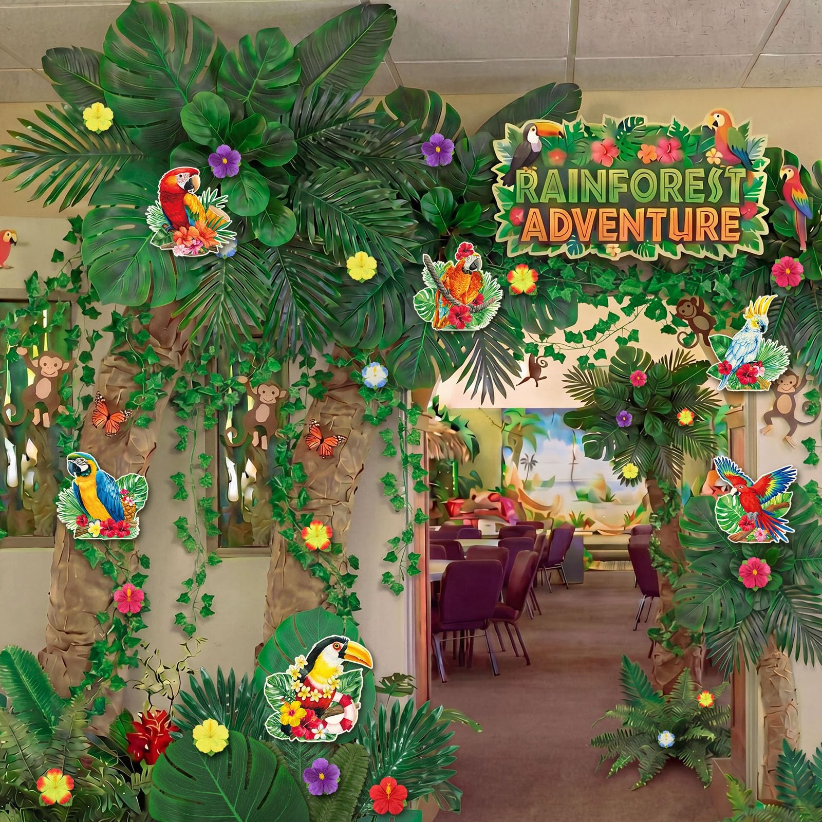 Wavyknot 167 Pcs Rainforest Themed Decorations, Vbs Jungle Theme Party Decora…