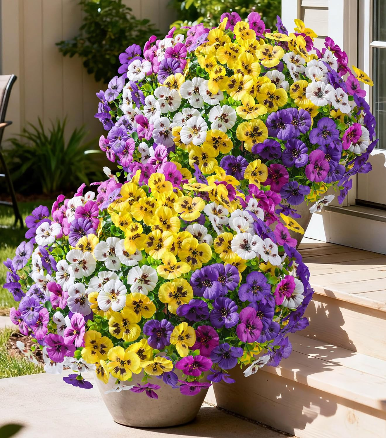 20PCS Artificial Fake Pansy Flowers for Outdoors Spring Sumer Decor, Faux Silk P