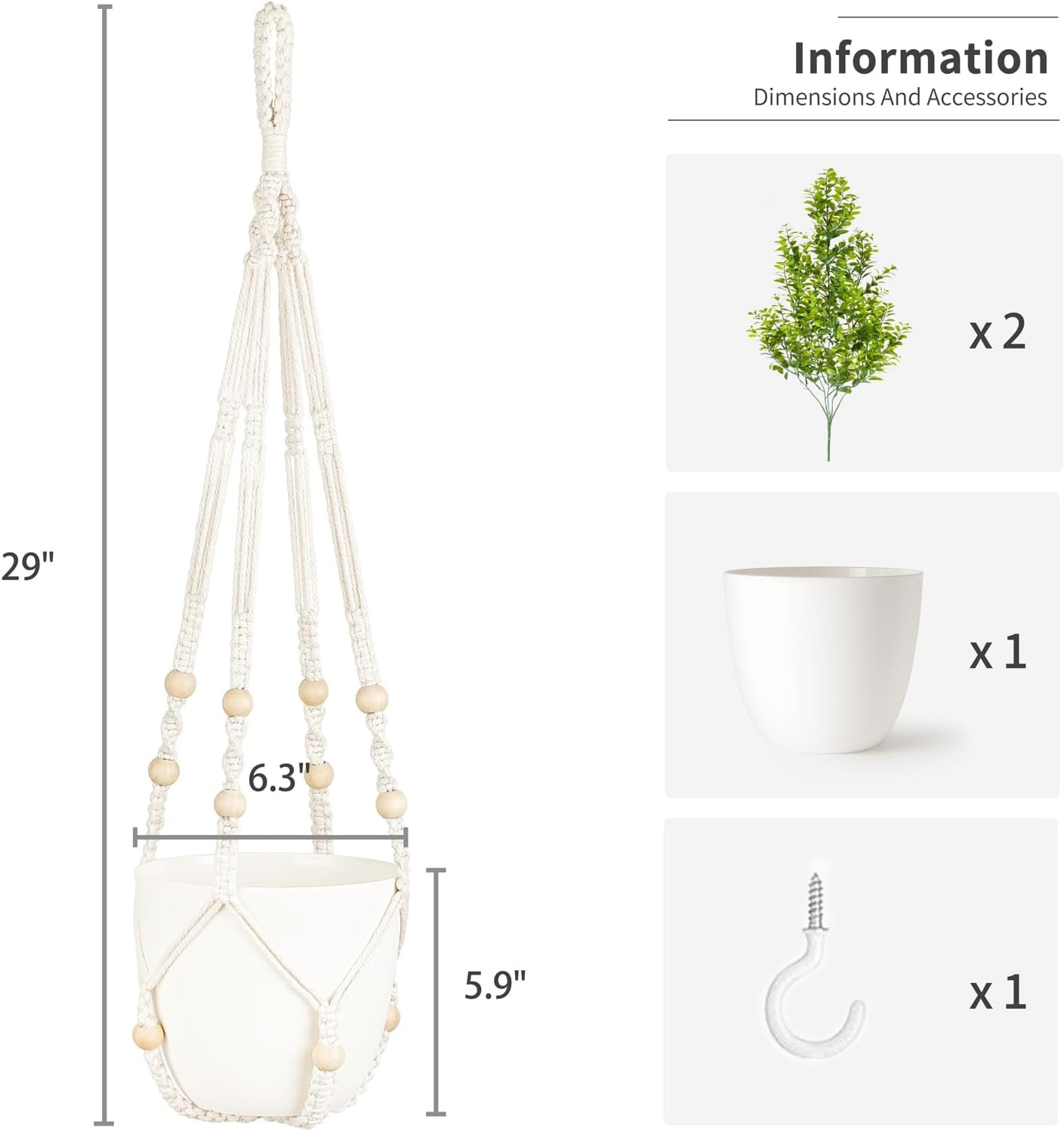 Fake Hanging Plant with Pot, Artificial Plants for Home Spring Decor