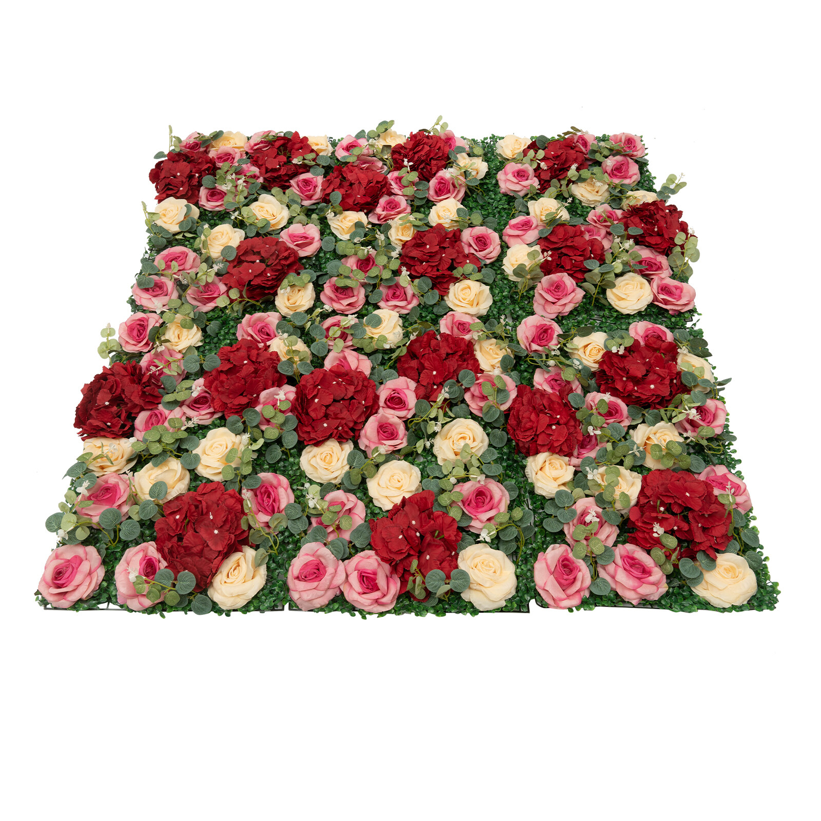 12Pcs Artificial Flower Wall Panel Backdrop Wedding Rose Hydrangea Flower Decor