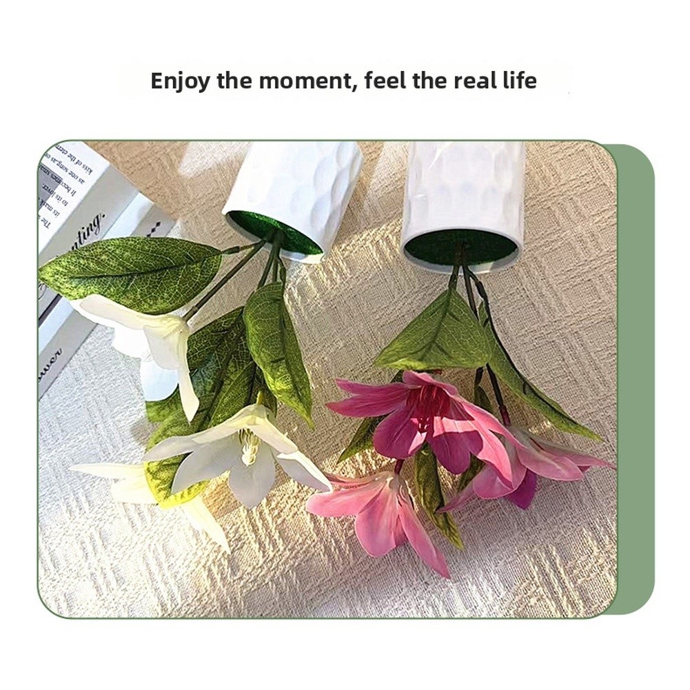 Artificial Magnolia Silk Flower For For TRIO Potted Plant Home Decor Wedding