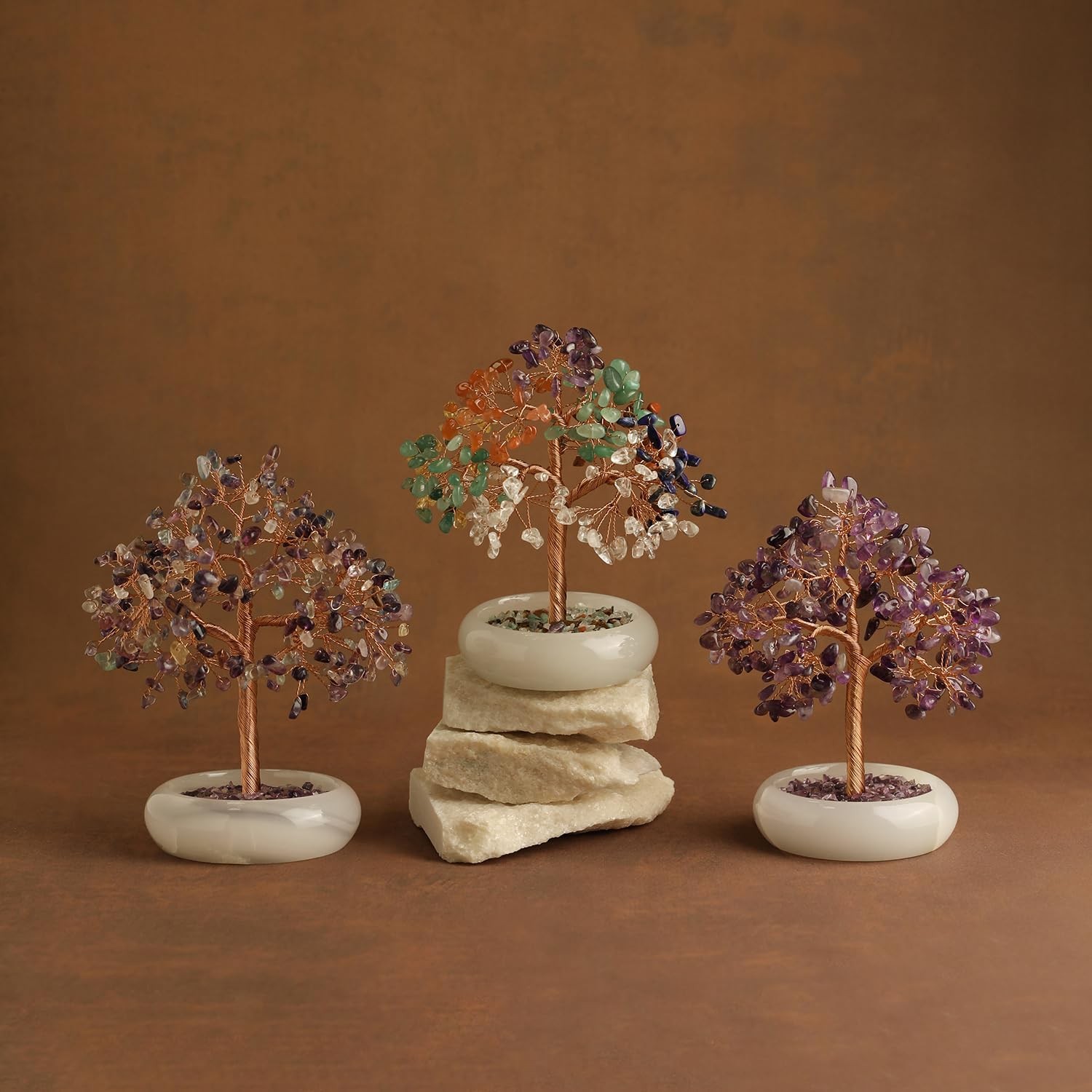 Seven Chakra Crystal Trees, Bonsai Money Tree, Healing Stones, Crystal Tree o…